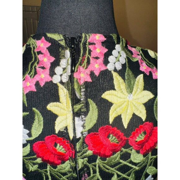 Orsay XS Floral Embroidered Semi Sheer Sleeveless Lined Black Dress Boho - Picture 14 of 15
